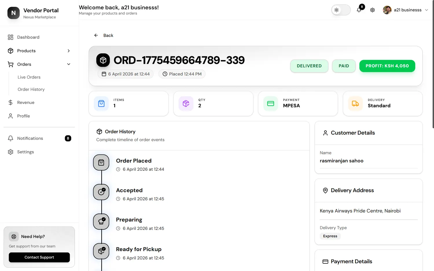 Vendor Dashboard screenshot 8